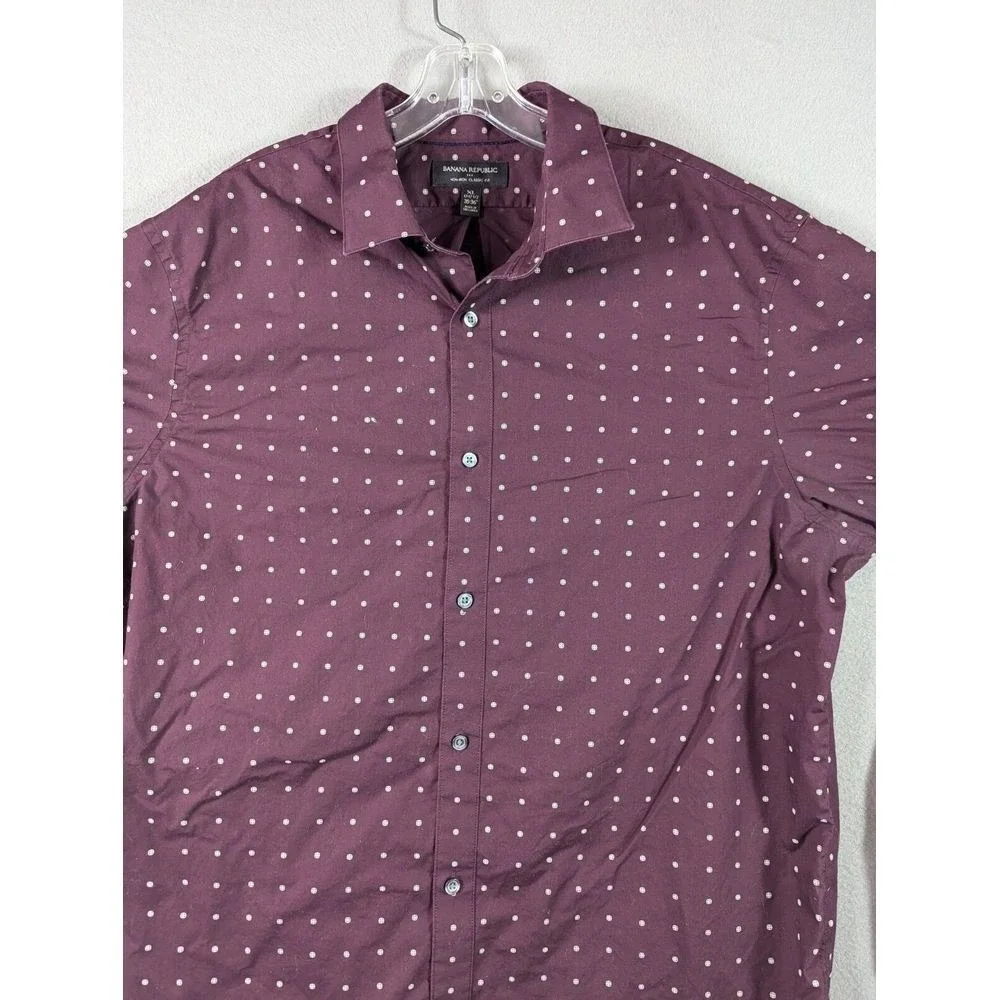 Banana Republic Classic Fit Non Iron Shirt Mens XL Polka Dot Button Down Preppy